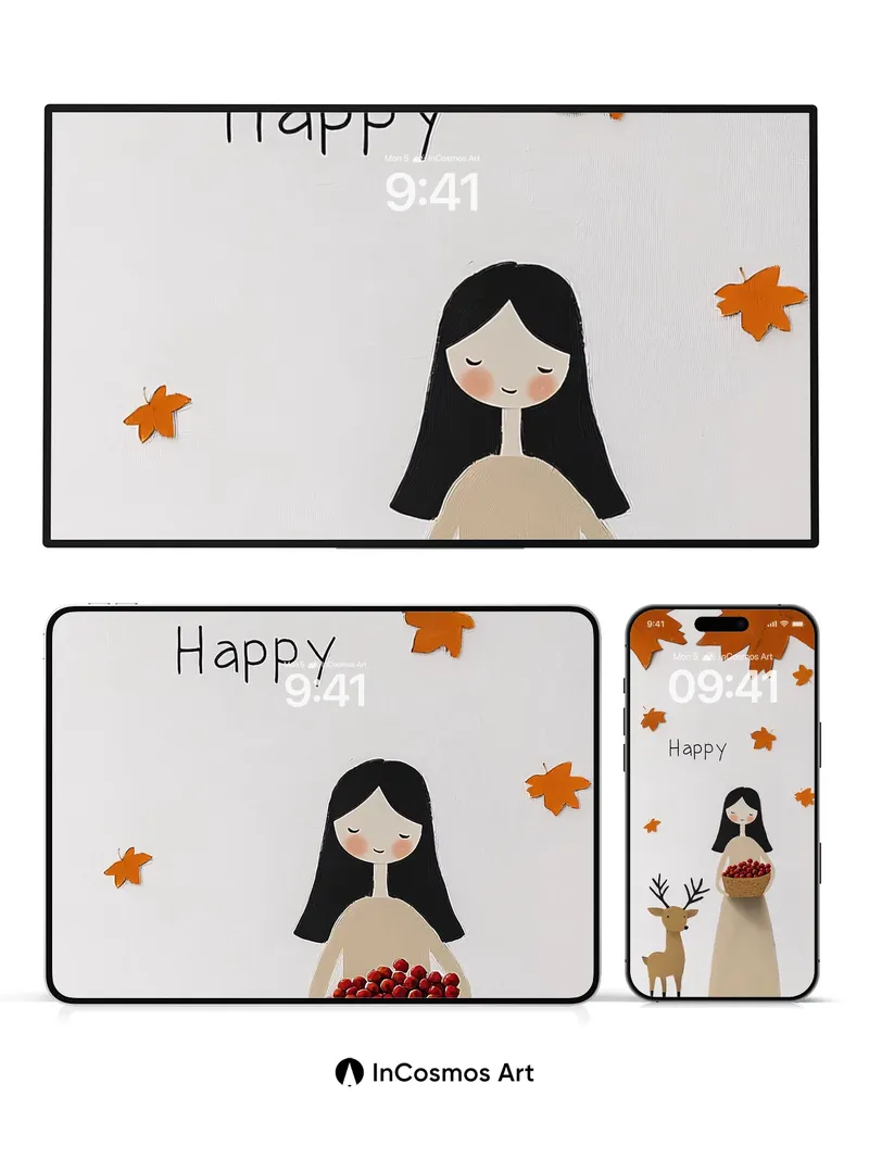 Autumn Whispers Wallpaper with Paper-Cut Serenity