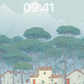 Winter Village Snowscape Background Art