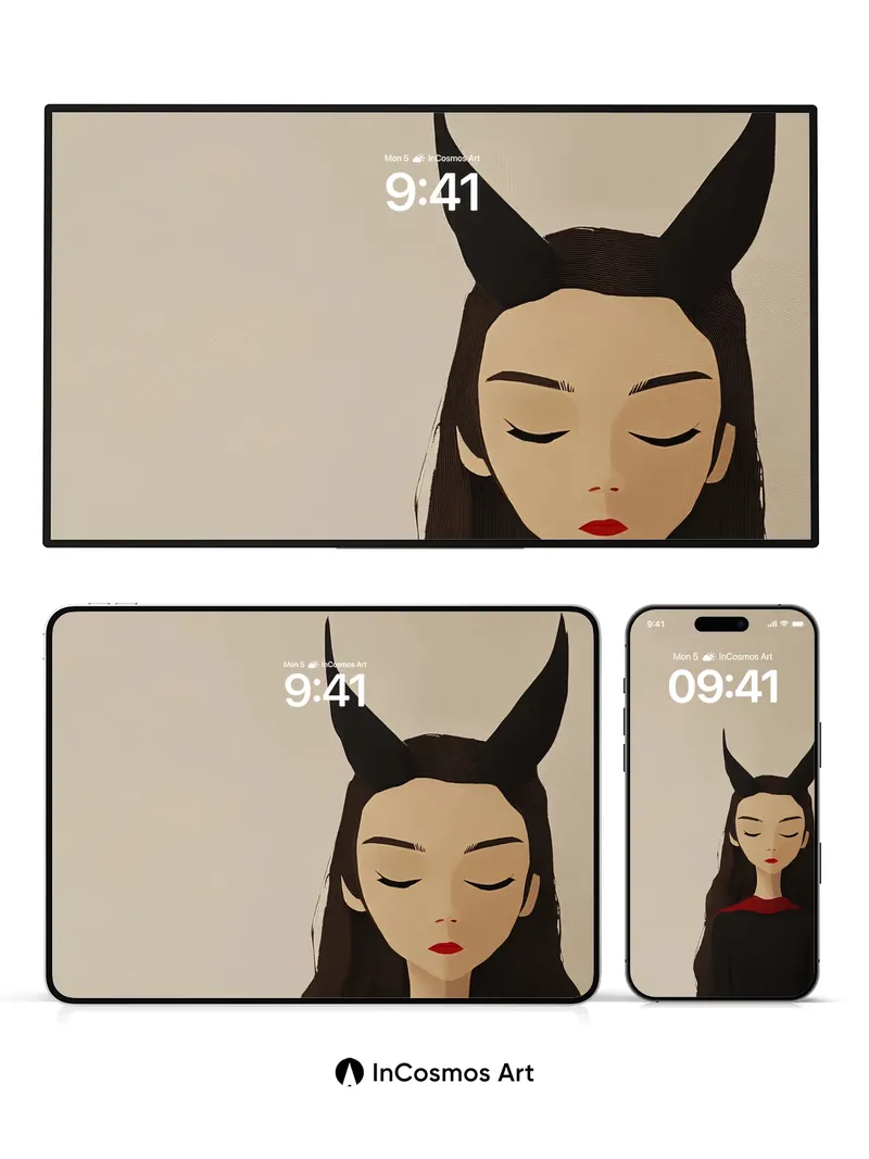 Serene Shadow Wallpaper with Horned Elegance