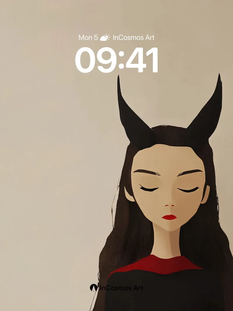 Serene Shadow Wallpaper with Horned Elegance