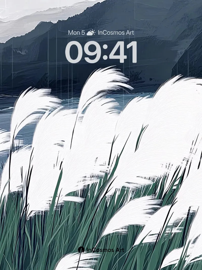 Silent Reeds Wallpaper with Mountain Hush