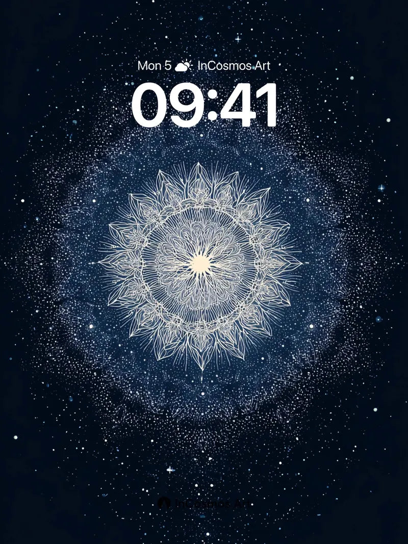 Cosmic Mandala Wallpaper with Starlight Veins