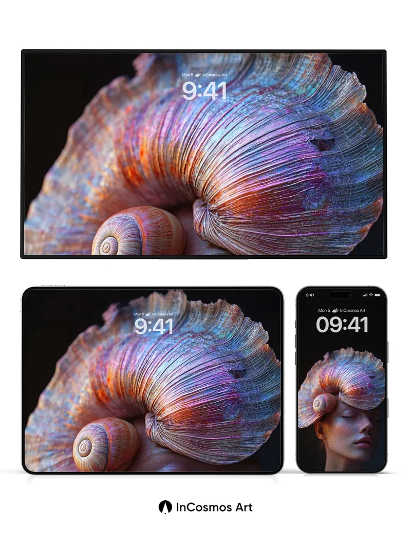 Surreal Shell Wallpaper with Cracked Skin Texture