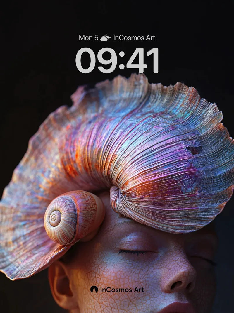 Surreal Shell Wallpaper with Cracked Skin Texture