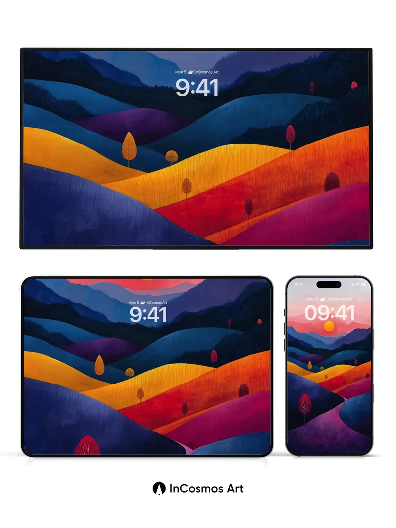 Serenity Ridge Wallpaper with Sunset Hues