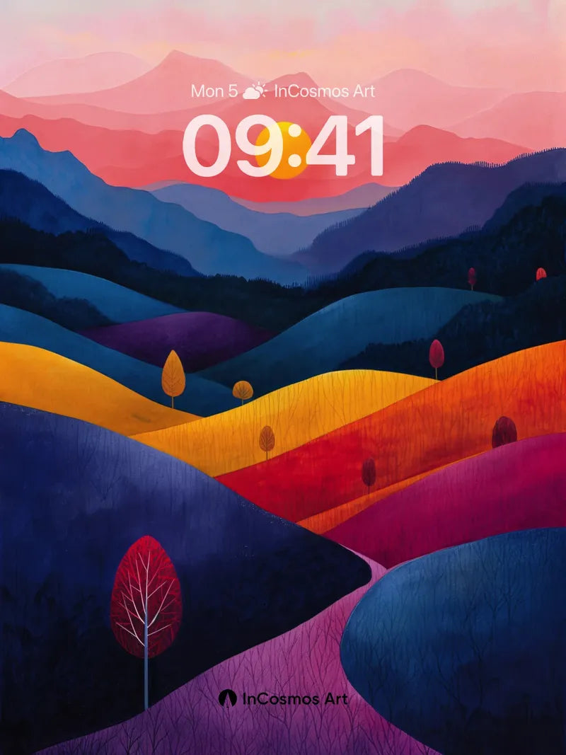 Serenity Ridge Wallpaper with Sunset Hues