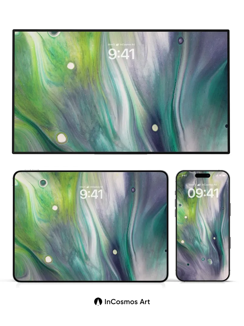 Luminous Veil Wallpaper with Floating Orbs