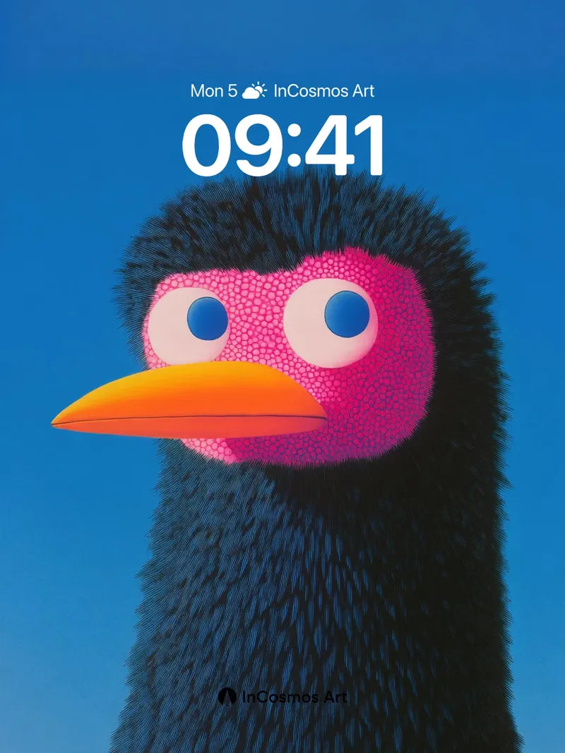 Playful Pixel Bird Wallpaper with Neon Glow