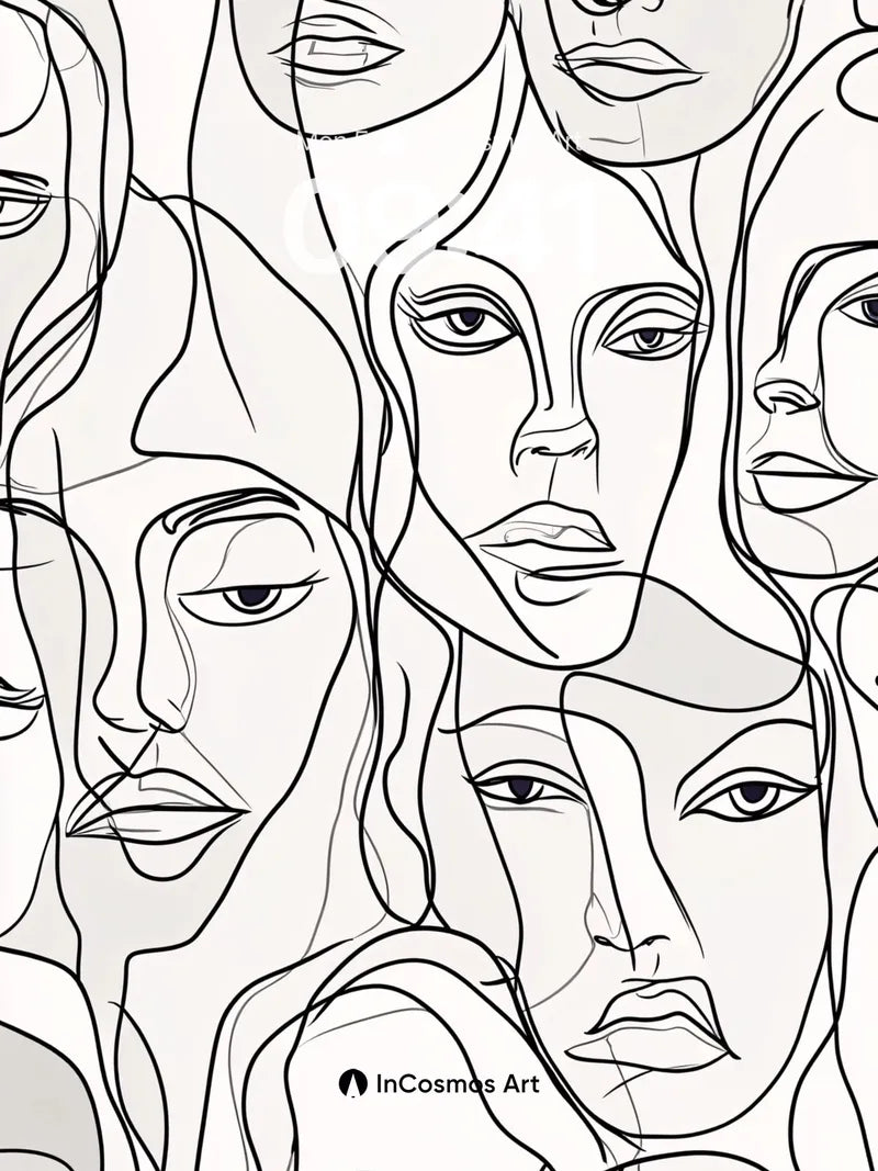 Silent Faces Wallpaper with Interwoven Lines wallpaper for iPhone, iPad & Mac