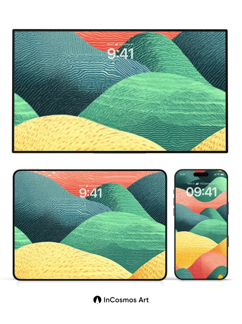 Rhythmic Terrain Wallpaper with Textured Waves