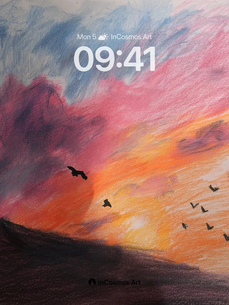 Crimson Horizon Wallpaper with Soaring Silhouettes wallpaper for iPhone, iPad & Mac