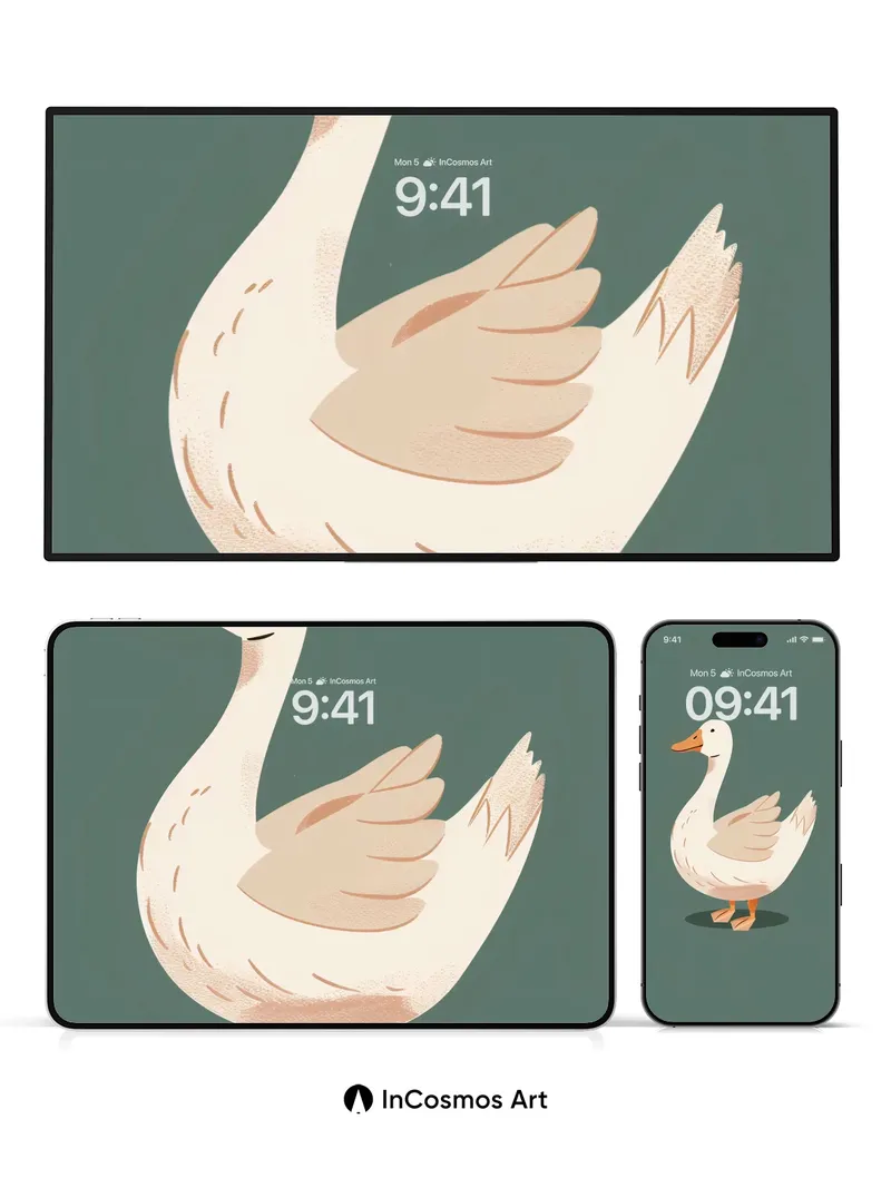 Serene Duck Wallpaper with Soft Feather Hues