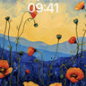 Luminous Poppy Field Wallpaper with Moonlit Texture wallpaper for iPhone, iPad & Mac