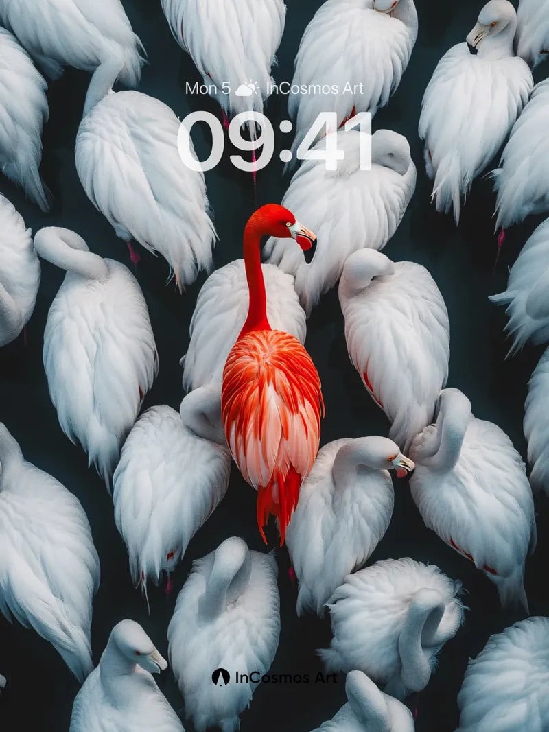 Crimson Solitude Wallpaper Among White Feathers