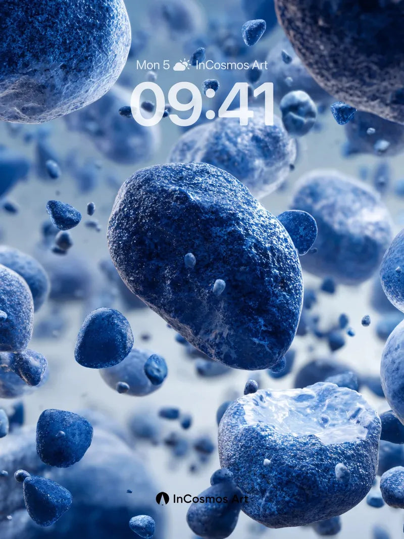 Floating Stone Dreams Wallpaper in Deep Blue Hues