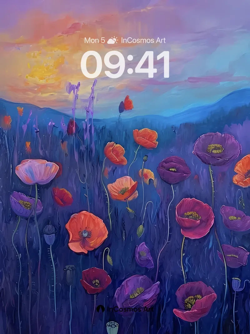 Midnight Bloom Wallpaper with Celestial Petals