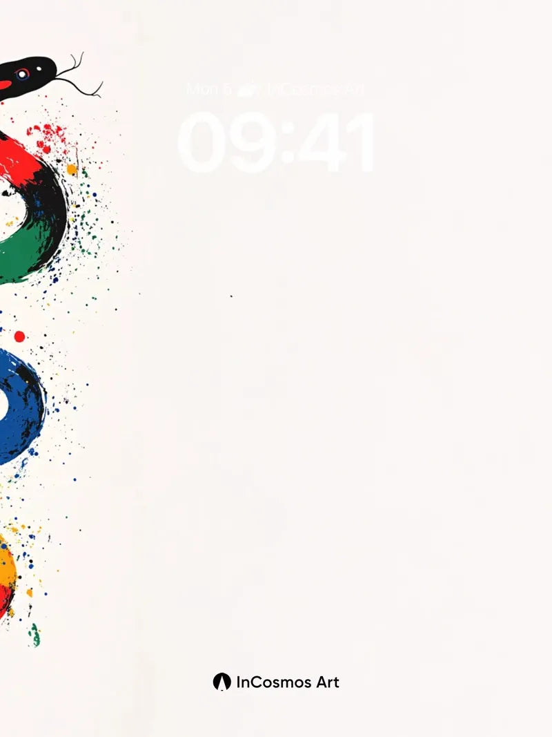 Serpentine Rainbow Wallpaper with Paint Splatter Energy