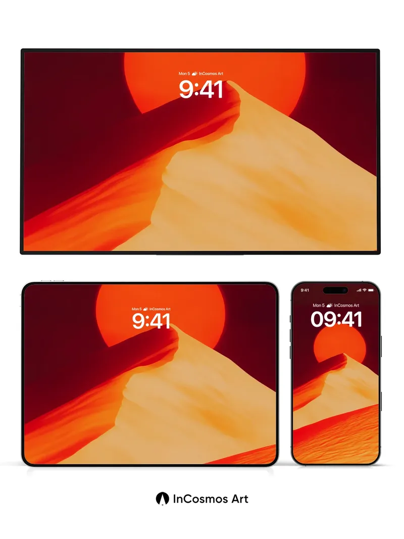 Crimson Horizon Wallpaper with Sun-Crowned Peak