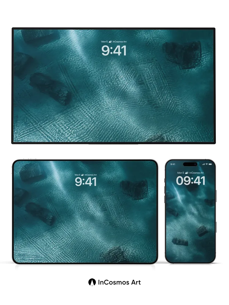 Aquatic Geometry Wallpaper with Sunken Relics