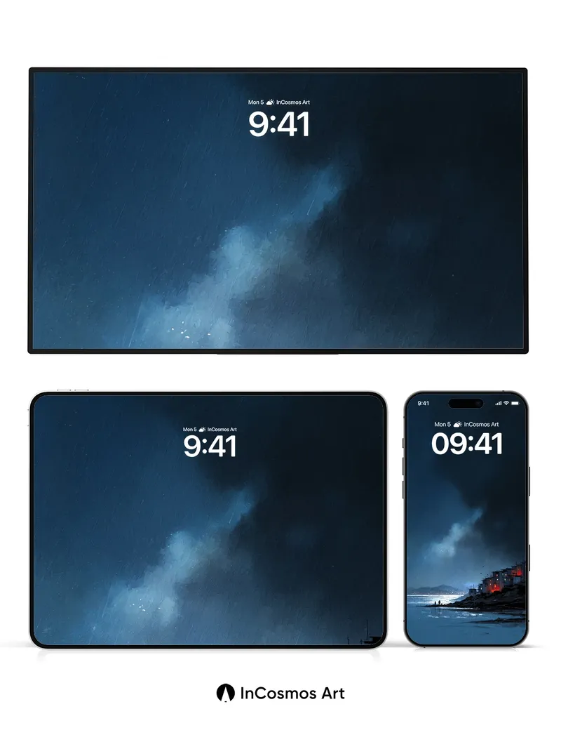 Stormlight Harbor Wallpaper with Distant Lights