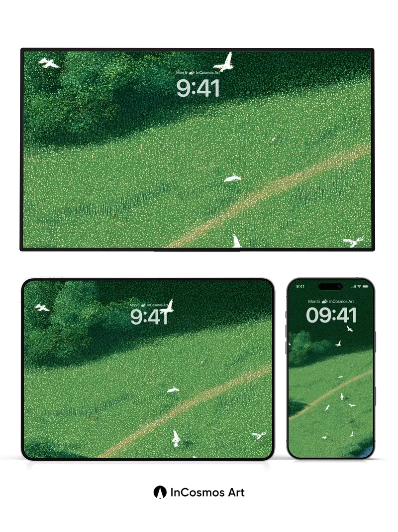 Serenity Flight Wallpaper with Whispering Greens