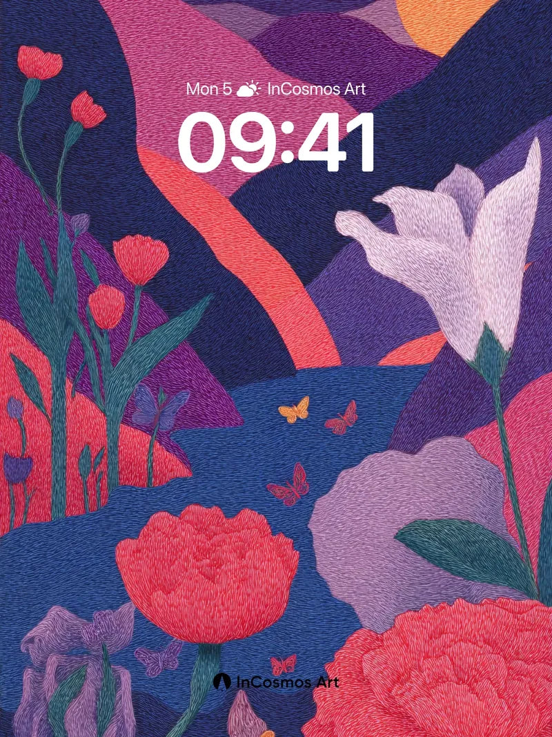 Velvet Valley Wallpaper with Embroidered Blooms wallpaper for iPhone, iPad & Mac