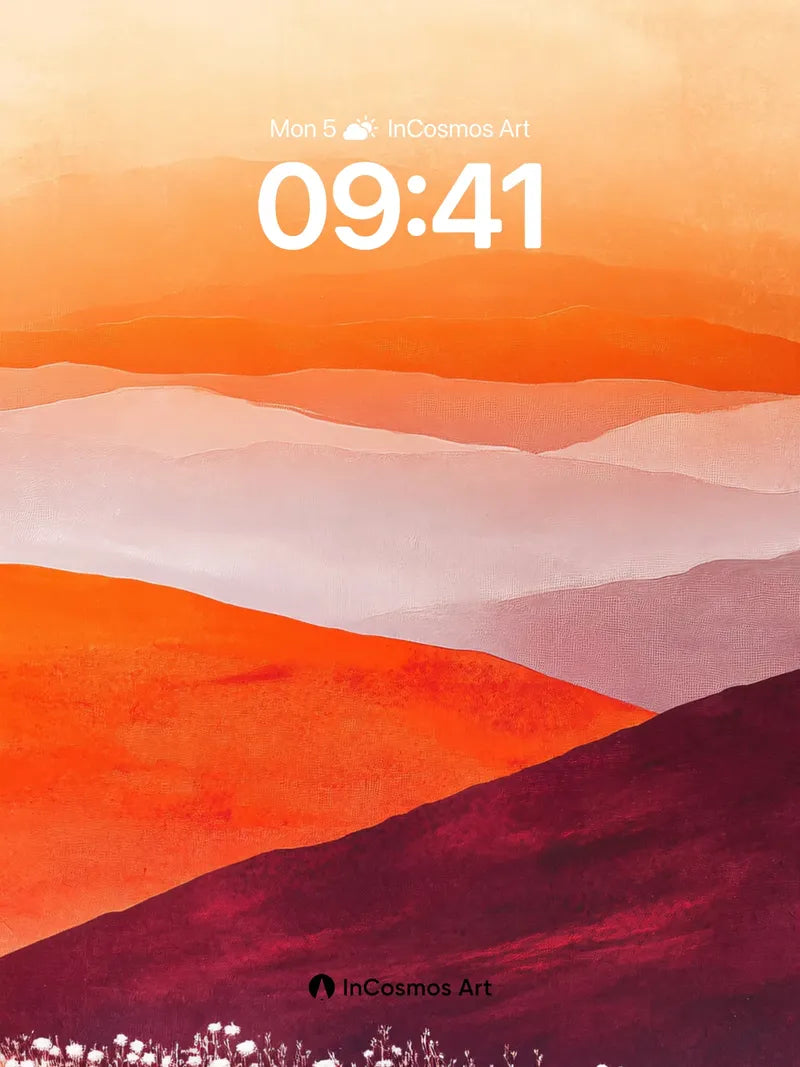 Crimson Horizon Wallpaper with Dandelion Whispers