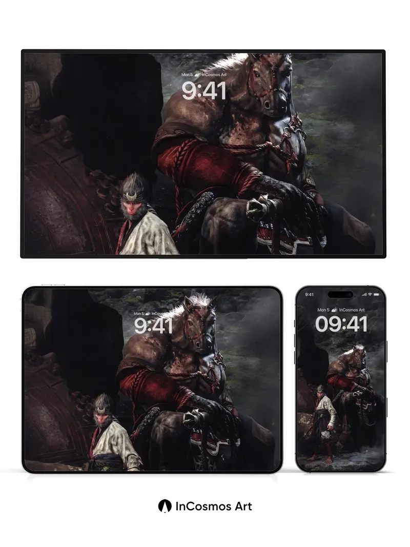 Shadowed Rider Wallpaper with Stone Whispers