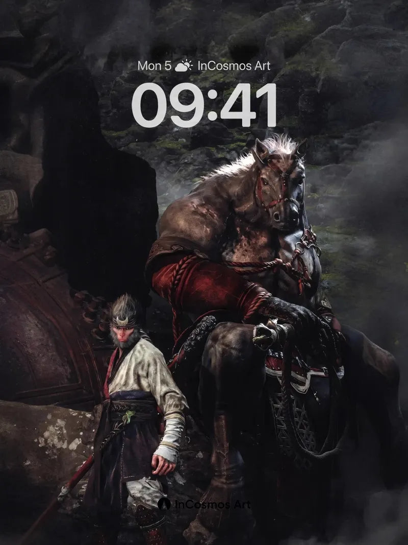 Shadowed Rider Wallpaper with Stone Whispers