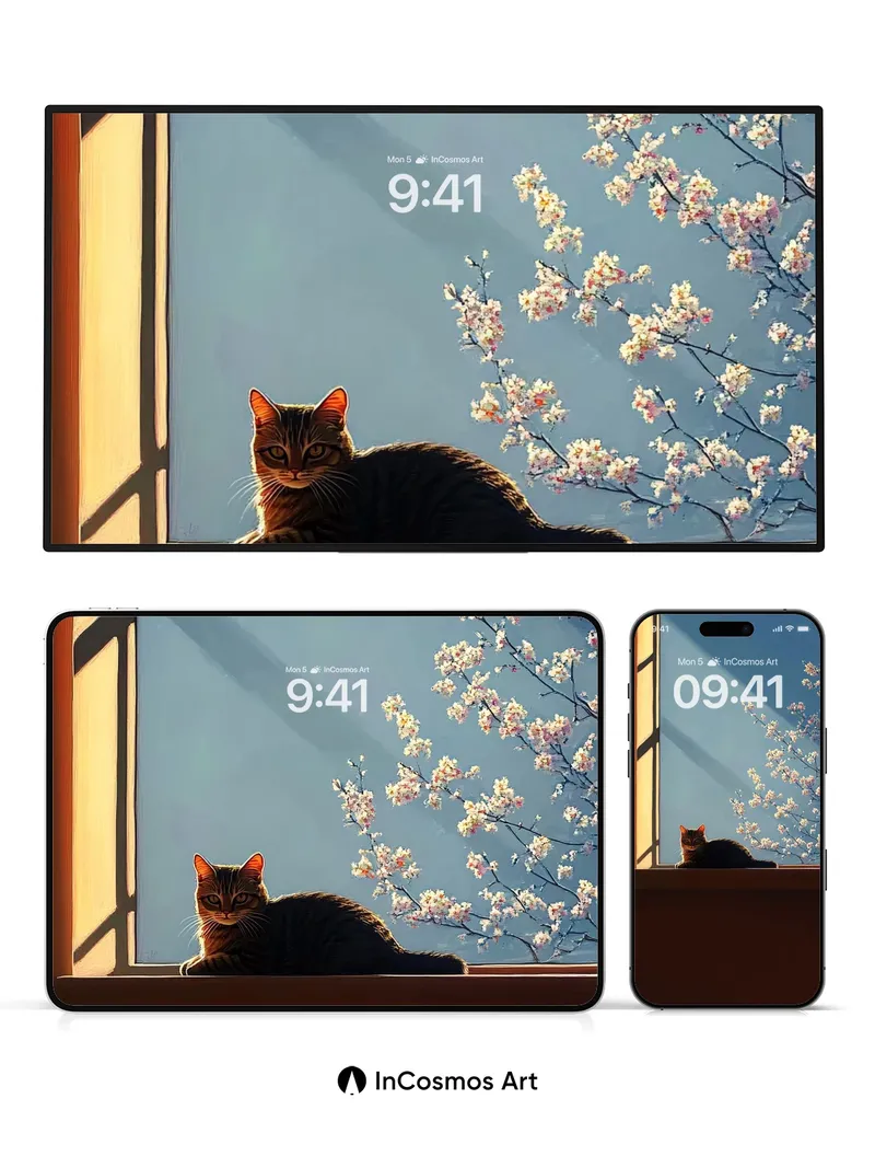 Serenity at Dawn Wallpaper with Cherry Blossom Shadow