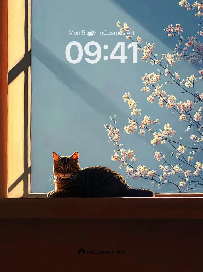 Serenity at Dawn Wallpaper with Cherry Blossom Shadow