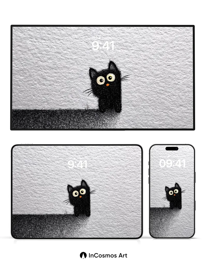 Whispering Shadow Wallpaper with Peeking Kitty