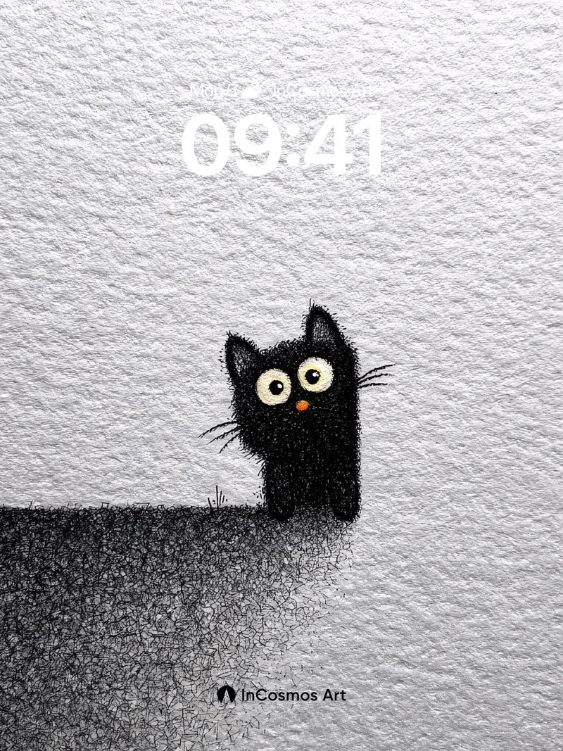 Whispering Shadow Wallpaper with Peeking Kitty