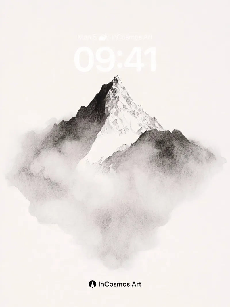 Serene Peak Wallpaper with Cloud Veil