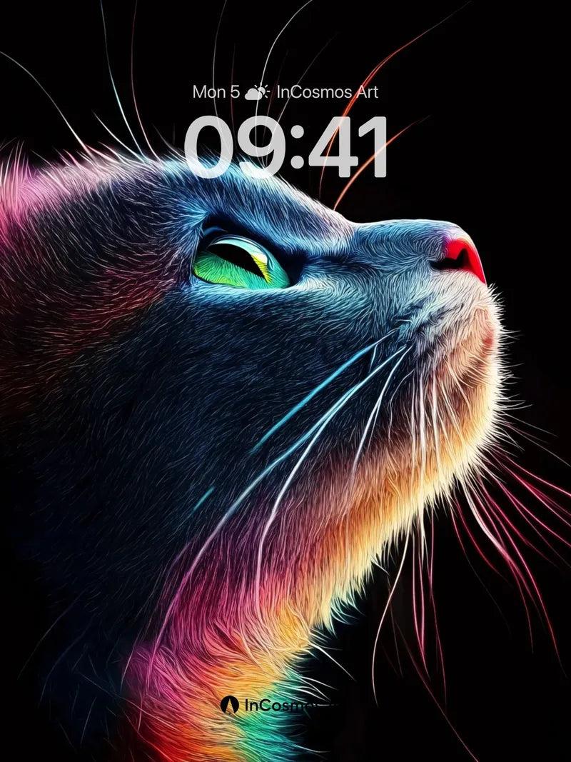 Rainbow Whisker Wallpaper with Cosmic Gaze