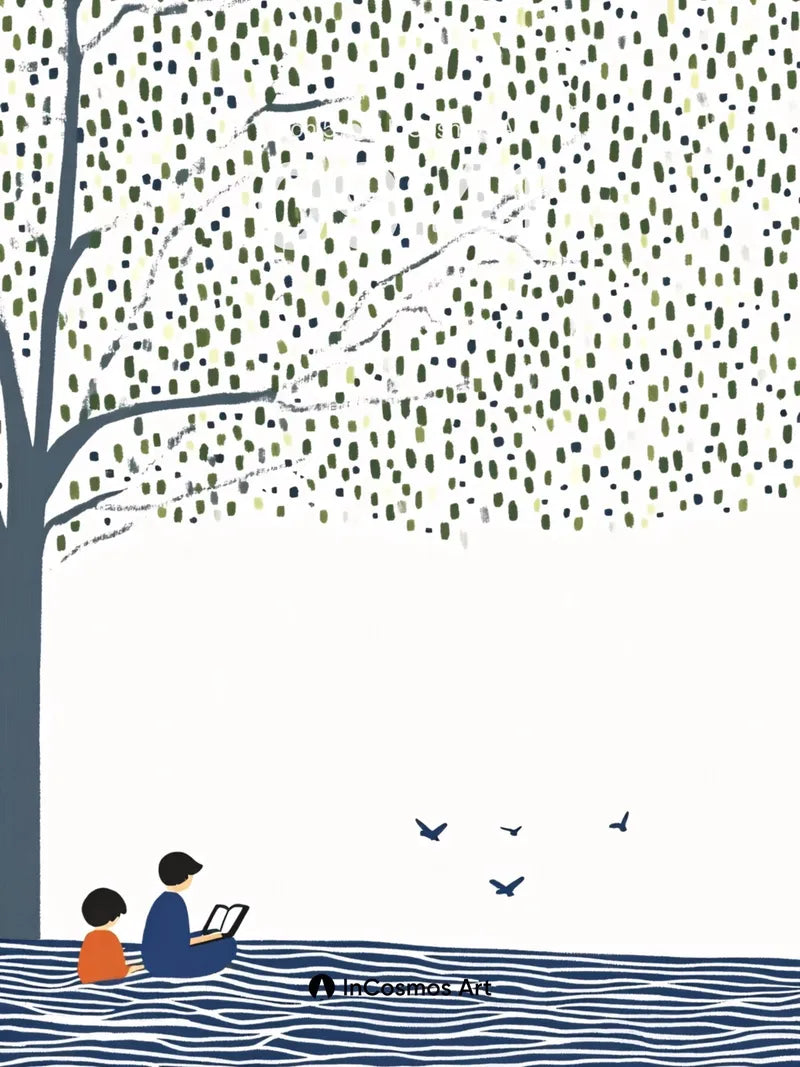 Serene Tree Canopy Wallpaper with Floating Readers