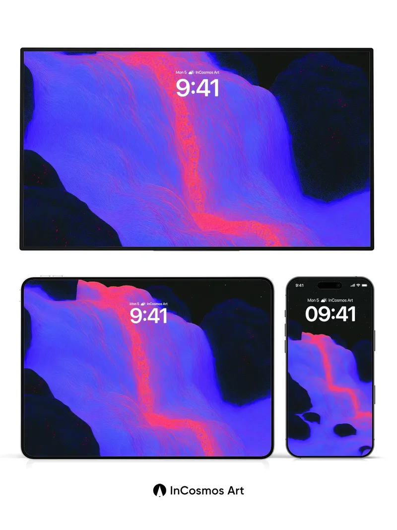 Neon Cascade Wallpaper with Cosmic Veins