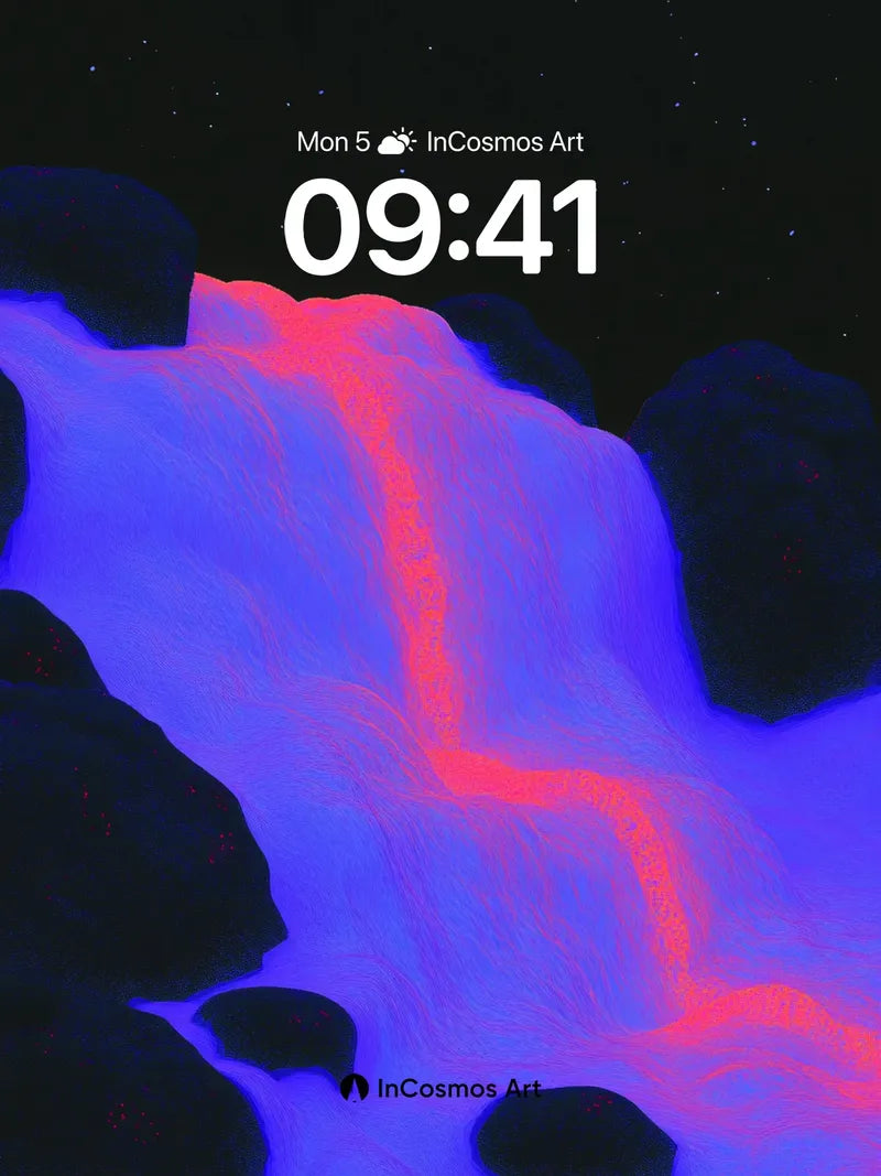 Neon Cascade Wallpaper with Cosmic Veins
