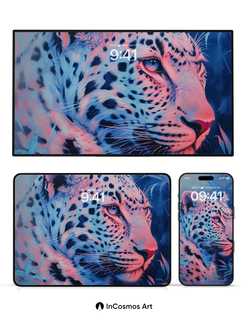 Neon Mirage Wallpaper with Ethereal Leopard