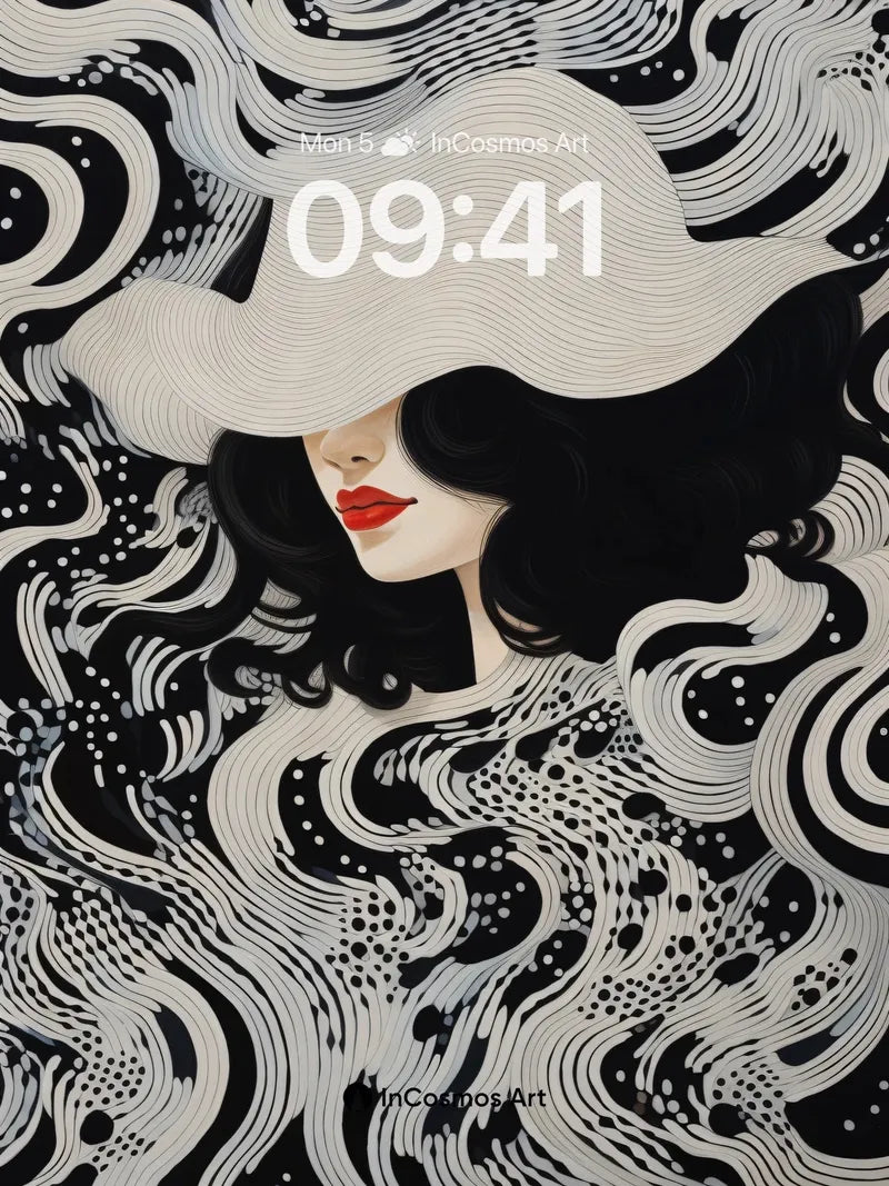 Whispering Waves Wallpaper with Hidden Faces