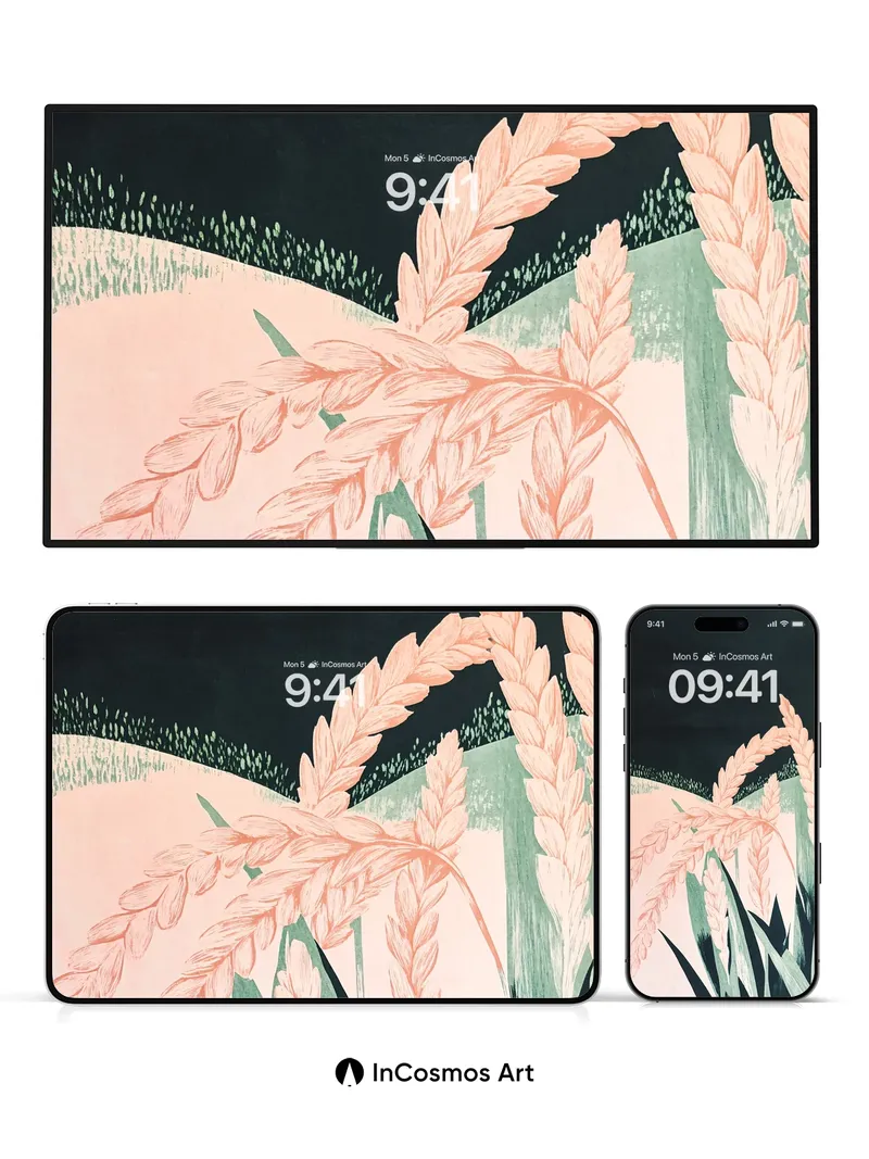 Serenity Wheatfield Wallpaper with Soft Gradient Hues