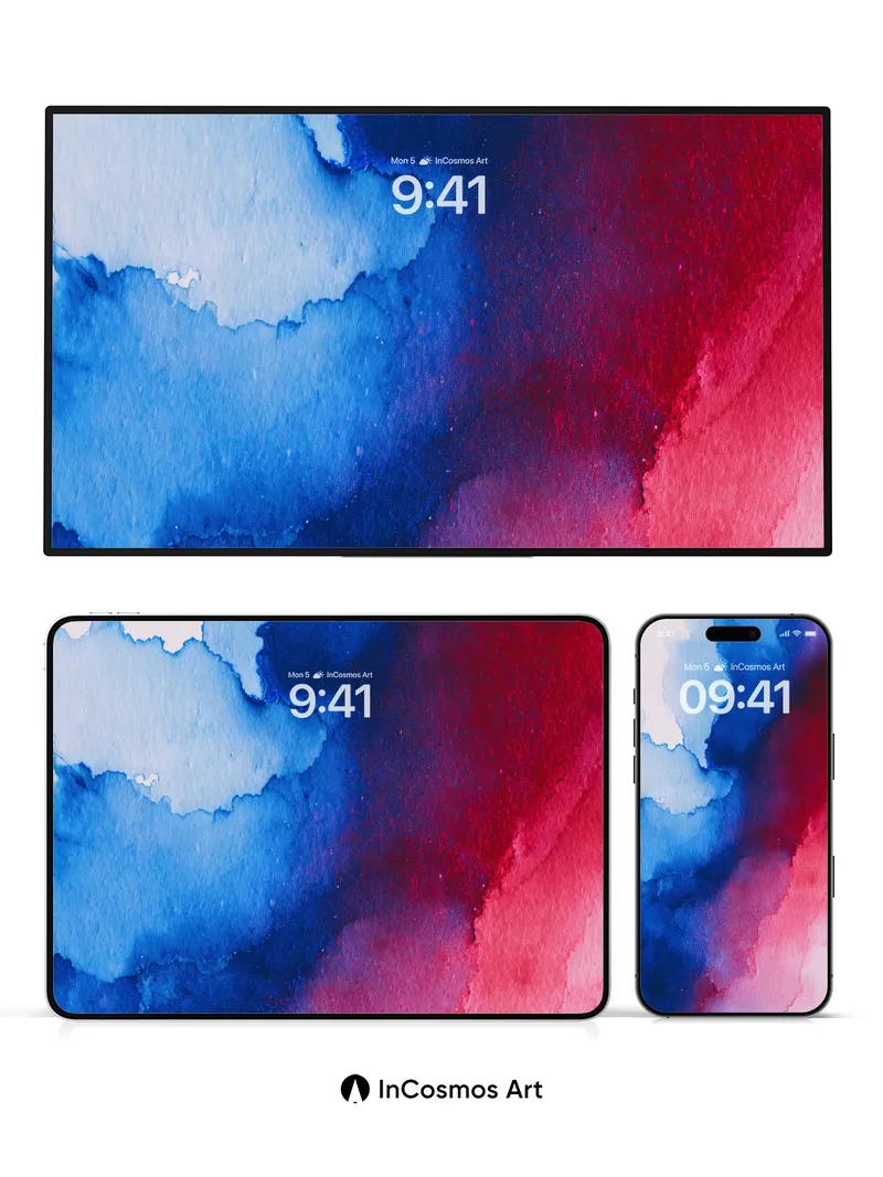 Cobalt Veil Wallpaper with Crimson Drift