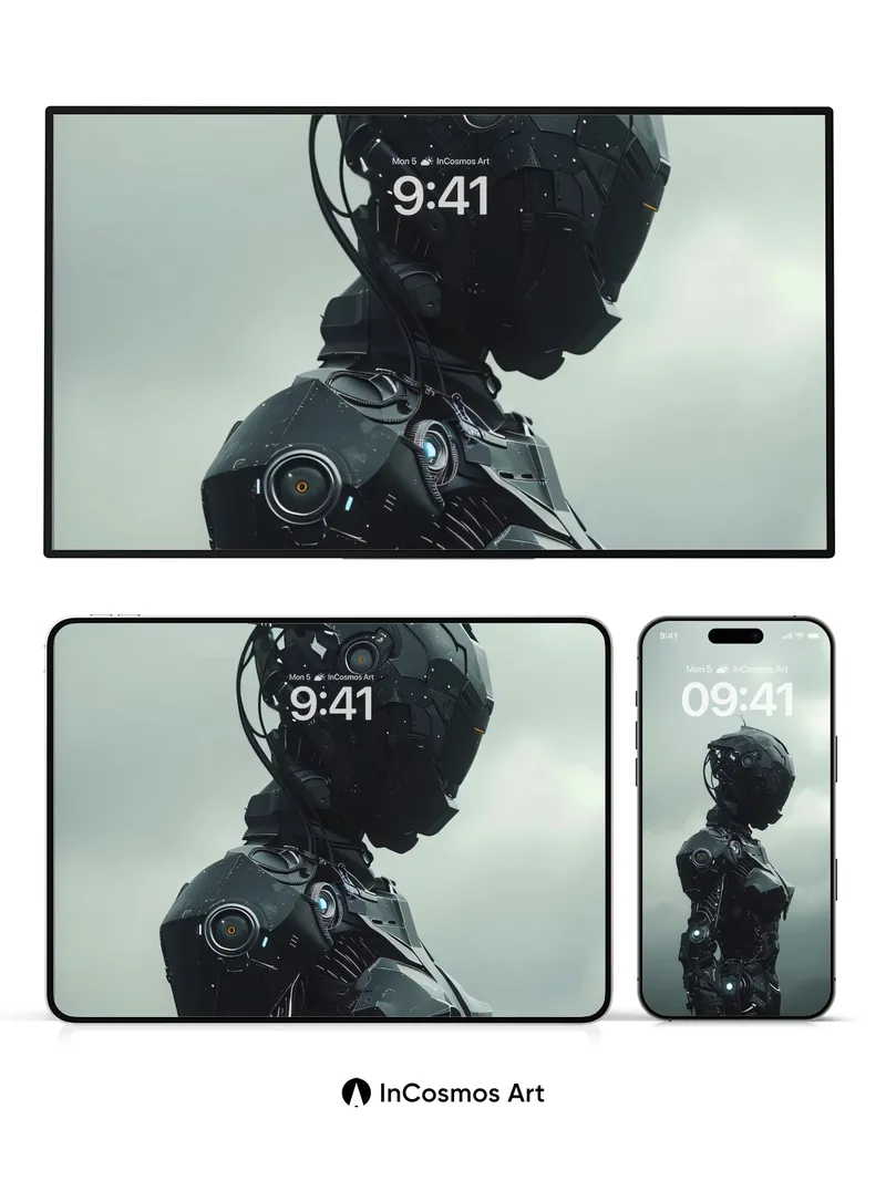 Silent Sentinel Wallpaper with Neon Veins