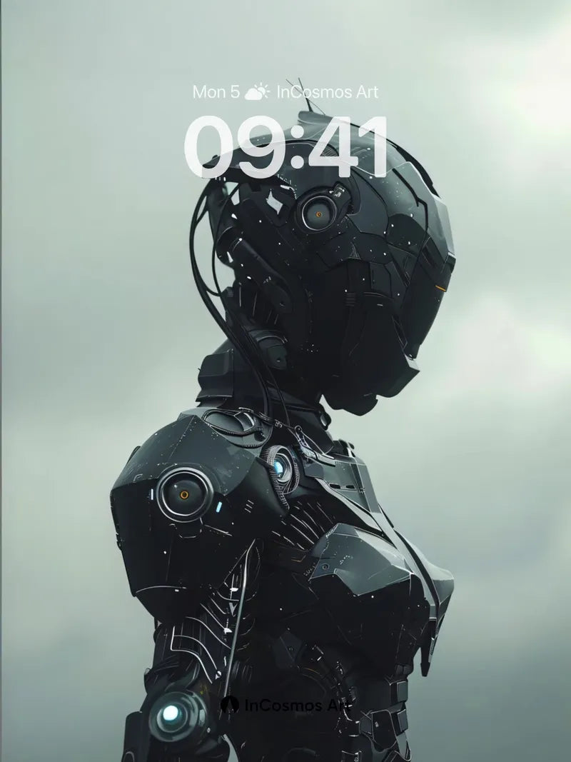 Silent Sentinel Wallpaper with Neon Veins