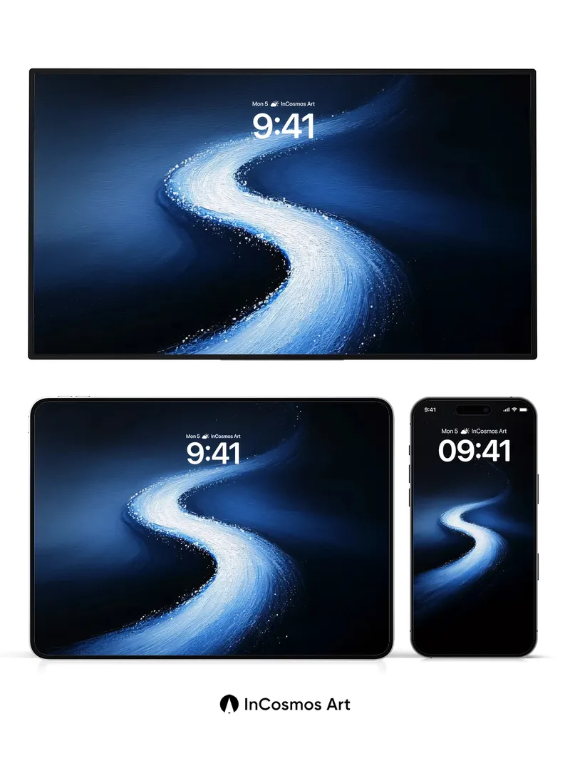 Luminous Path Wallpaper with Starlit Trails