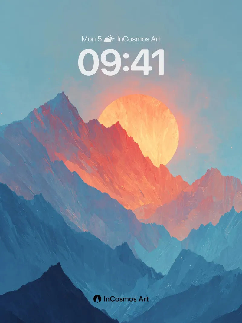 Serene Mountain Sunset Wallpaper with Warm Hues wallpaper for iPhone, iPad & Mac
