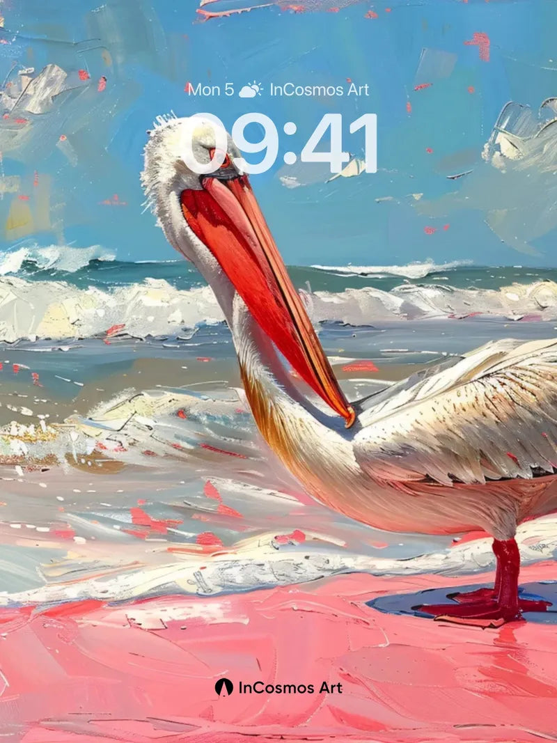 Coral Shore Pelican Wallpaper with Painted Light