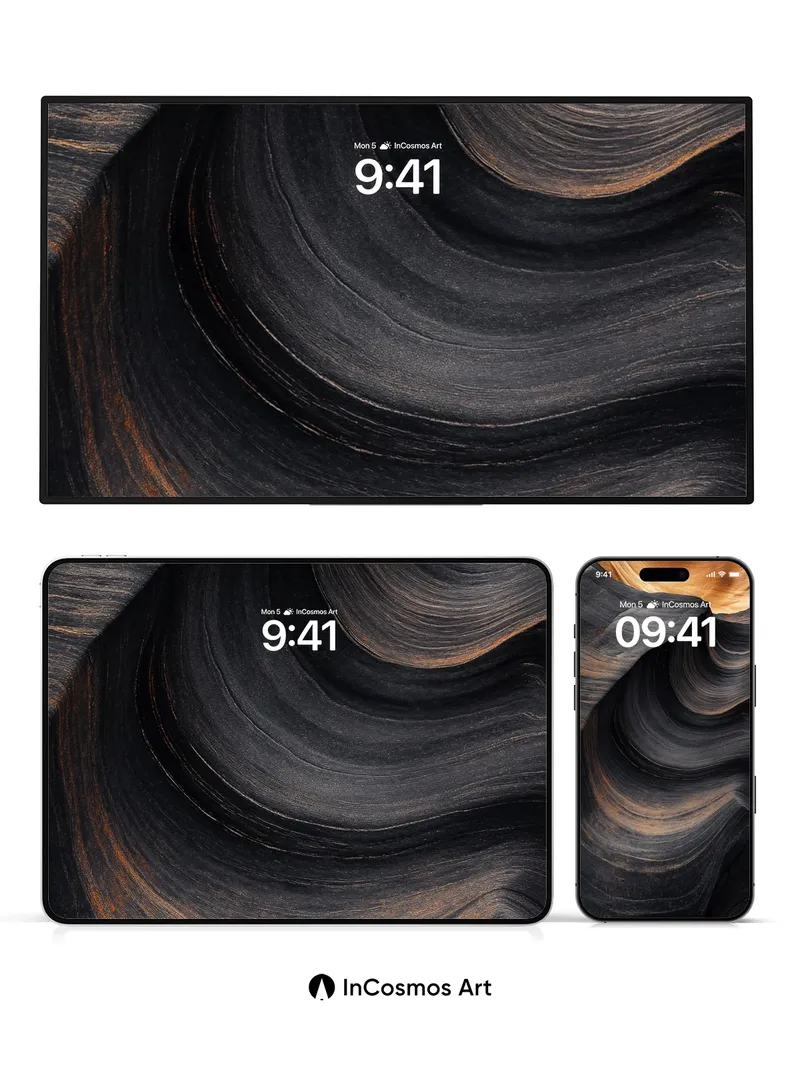 Shadowed Wave Wallpaper with Golden Veins