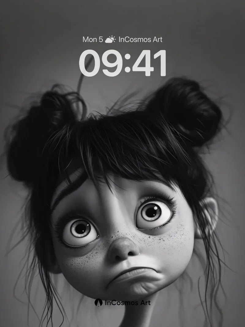 Whimsical Gaze Wallpaper with Ink-Sketch Texture wallpaper for iPhone, iPad & Mac