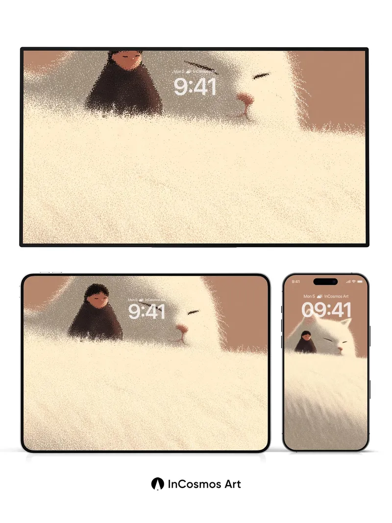 Serenity in Fluff Wallpaper with Hidden Human